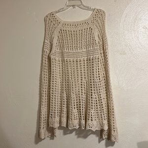Free People | Cream Open Knit Crochet Top | Medium
